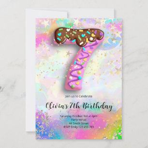 Convite de Aniversário de 7 Anos para Meninas