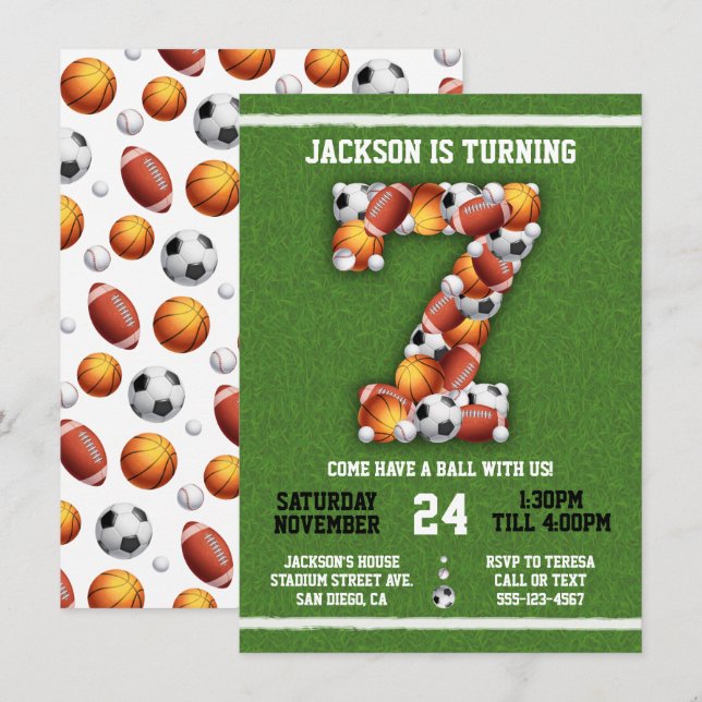 Convite de aniversário de 7 de escutas desportivas (Frente/Verso)