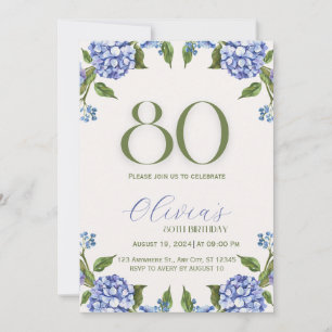 Convite de Aniversário de 80 anos Blue Green Water