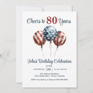 Convite de Aniversário de 80 Anos Cheers