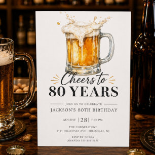 Convite de Aniversário de 80 Anos Cheers