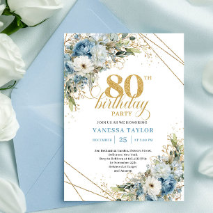 Convite de Aniversário de 80 anos Chic Boho Quadro