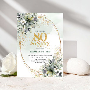 Convite de Aniversário de 80 anos Elegante Boêmio 