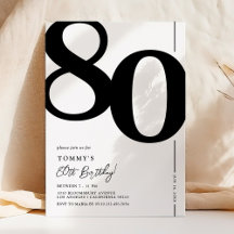 Convite de Aniversário de 80 Anos Elegante Oitenta