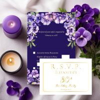 Convite de Aniversário de 80 Anos Elegantes Violet