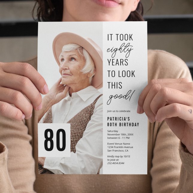 Convite de Aniversário de 80 Anos Foto Eighty Chic (Criador carregado)