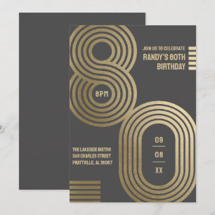 Convite de Aniversário de 80 anos Geométrico Retrô