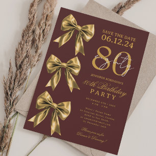 Convite de Aniversário de 80 Anos Marsala Coquette