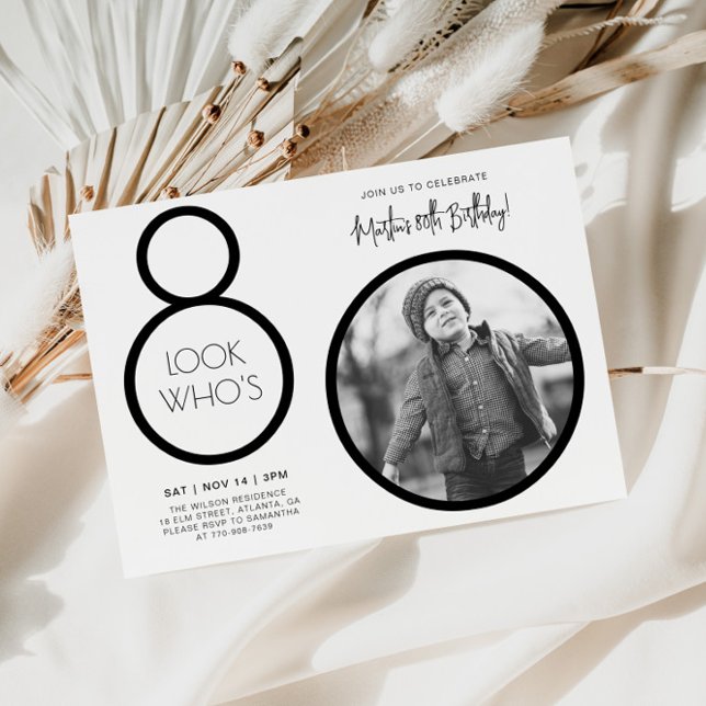 Convite de Aniversário de 80 Anos Modern Photo (Criador carregado)