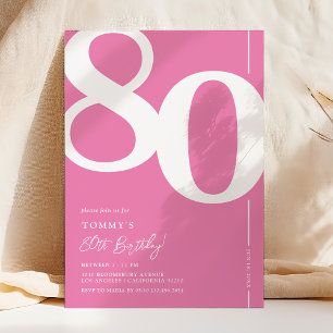 Convite de Aniversário de 80 Anos Rosa Fofo