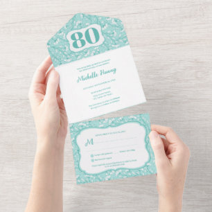 Convite de Aniversário de 80 Anos Tudo em Um Elega