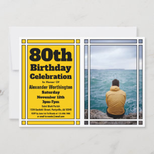 Convite de aniversário de 80 de Fotos Dourado