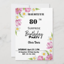 Convite de aniversário de 80 surpresa