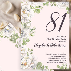 Convite de Aniversário de 81 anos com Peônias Flor