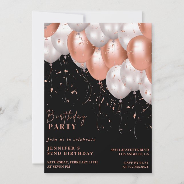 Convite de aniversário de 82 anos da Elegant Ballo (Frente)