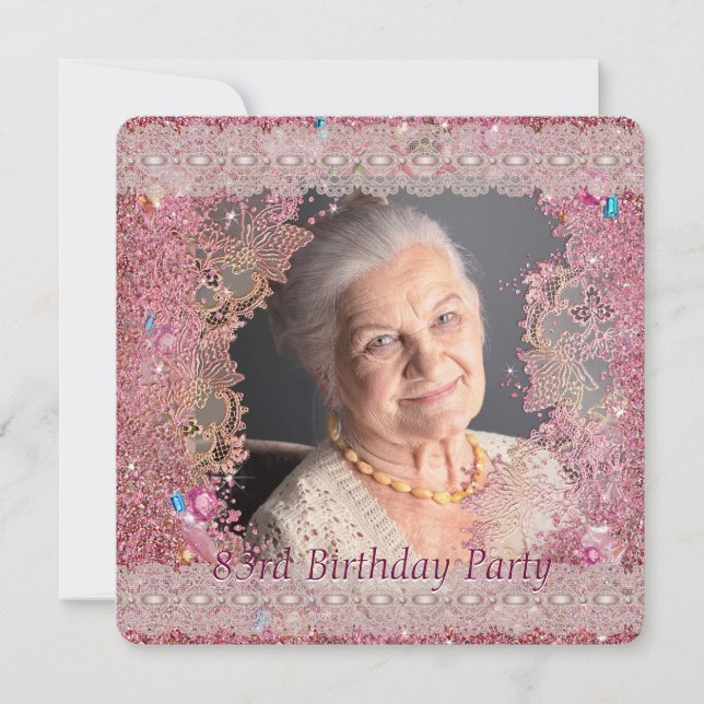 Convite de Aniversário de 83 Anos da Mulher com Br (Frente)