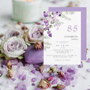 Convite de Aniversário de 85 Anos com Floral de La