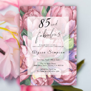 Convite de Aniversário de 85 Anos com Tema Floral