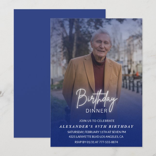 convite de aniversário de 85 anos Jantar de Aniver (Frente/Verso)