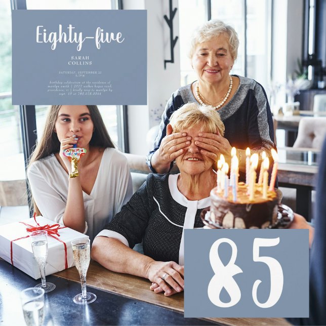 Convite de Aniversário de 85 Anos Simples Vinca Me (Criador carregado)