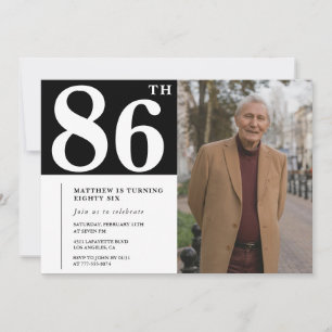 Convite de aniversário de 86 anos de homens em fot