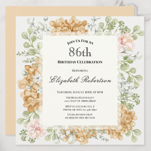 Convite de Aniversário de 86 Anos em Cores Elegant