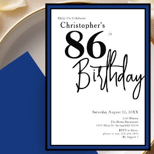 Convite de Aniversário de 86 Anos Moderno Elegante