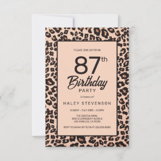Convite de Aniversário de 87 Anos com Estampa de L