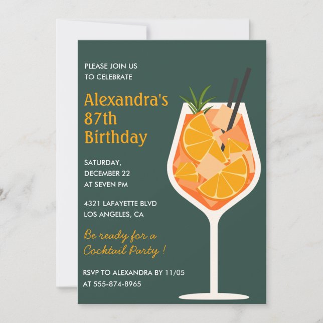 Convite de aniversário de 87 anos Elegant Modern C (Frente)