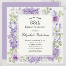 Convite de Aniversário de 88 Anos Elegantes Flores