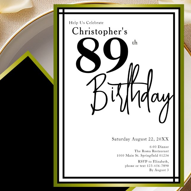 Convite de Aniversário de 89 anos Moderno Elegante (Criador carregado)
