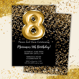 Convite de Aniversário de 8 Anos da Menina Black G