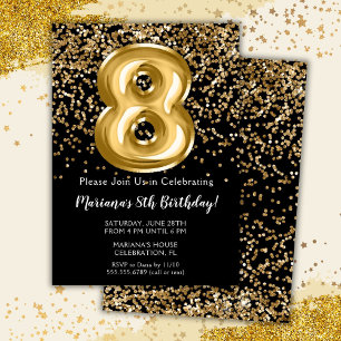 Convite de Aniversário de 8 Anos da Menina Black G
