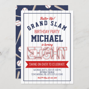 Convite de aniversário de 8 anos de Baseball