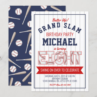 Convite de aniversário de 8 anos de Baseball