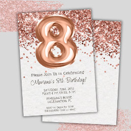 Convite de Aniversário de 8 anos em Rose Gold