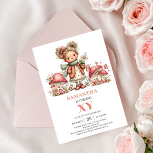 Convite de Aniversário de 8 Anos Floral Fairy Rosa
