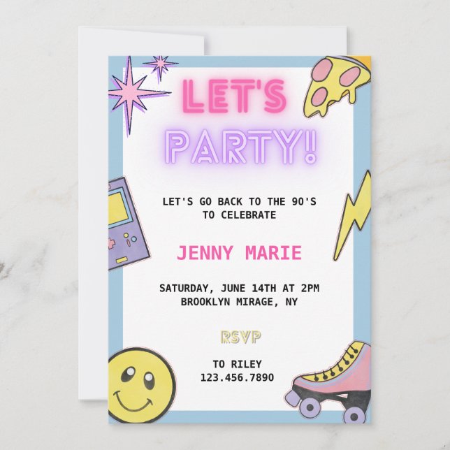 Convite de aniversário de 90/2000 (Frente)