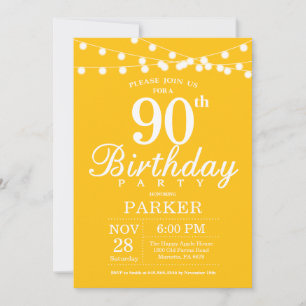 Convite de aniversário de 90 amarelo