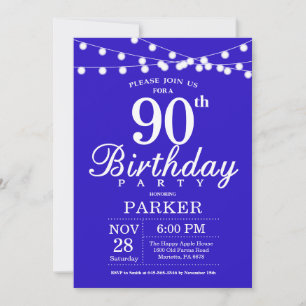 Convite de Aniversário de 90 anos Azul Real