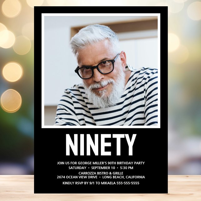 Convite de Aniversário de 90 Anos Foto Moderno NIN (Criador carregado)