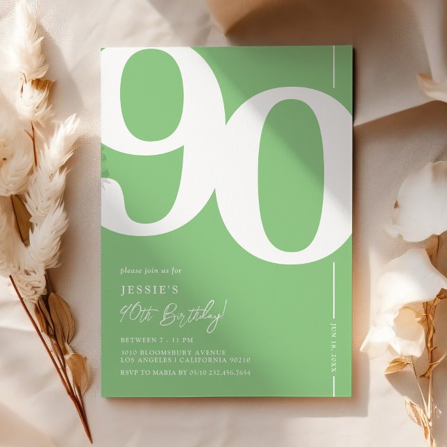 Convite de Aniversário de 90 anos Green Ninety (Criador carregado)