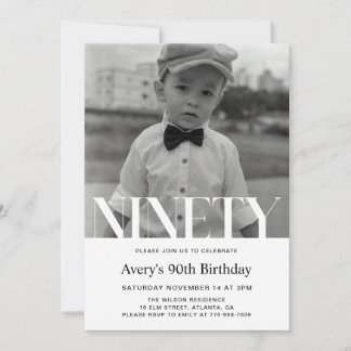Convite de Aniversário de 90 Anos Minimalista para
