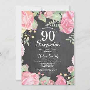 Convite de Aniversário de 90 anos Surpresa Floral