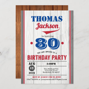 Convite de aniversário de 90 de beisebol. Madeira