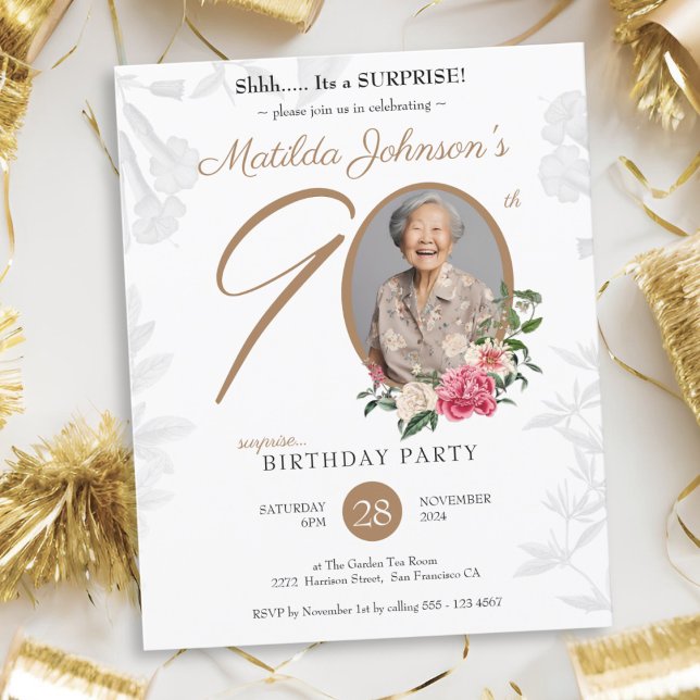 Convite de aniversário de 90 de Surpresa de Orçame (Budget Surprise 90th Birthday Party Invitation)