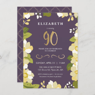 Convite de Aniversário de 90, Personalizar Floral