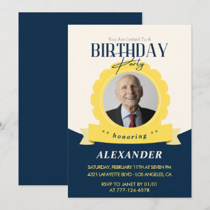 Convite de aniversário de 92 anos Moderno Chic