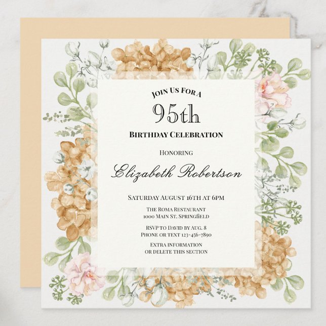 Convite de Aniversário de 95 anos em Cores Elegant (Criador carregado)