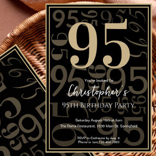 Convite de Aniversário de 95 Anos para Ele Moderno